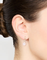 Gold Plated Pearl & Flower Hook Earrings - link has visual effect only