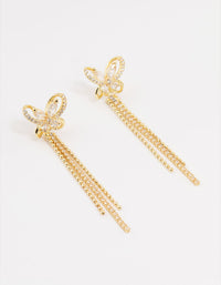 Gold Plated Cubic Zirconia Butterfly Drop Earrings - link has visual effect only