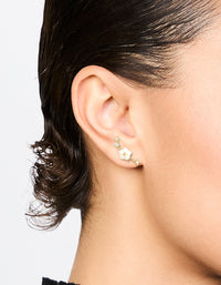 Gold Plated Flower Crawler Earrings - link has visual effect only