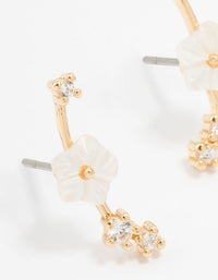 Gold Plated Flower Crawler Earrings - link has visual effect only