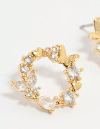 Gold Plated Cubic Zirconia Butterfly Wreath Stud Earrings - link has visual effect only