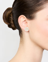 Gold Plated Cubic Zirconia Flower Stud Earrings - link has visual effect only