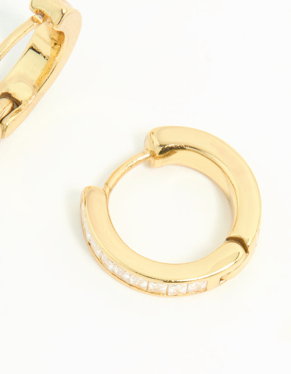 Gold Plated Diamante Thin Pavé Hoop Earrings