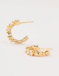 Gold Plated Cubic Zirconia Cluster Hoop Earrings - link has visual effect only