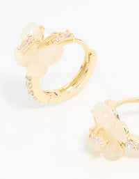 Gold Plated Diamante Butterfly Hoop Earrings - link has visual effect only
