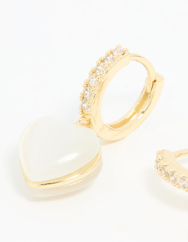 Gold Plated Diamante Heart Hoop Earrings