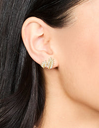 Gold Plated Cubic Zirconia Roman Leaf Crawler Earrings - link has visual effect only