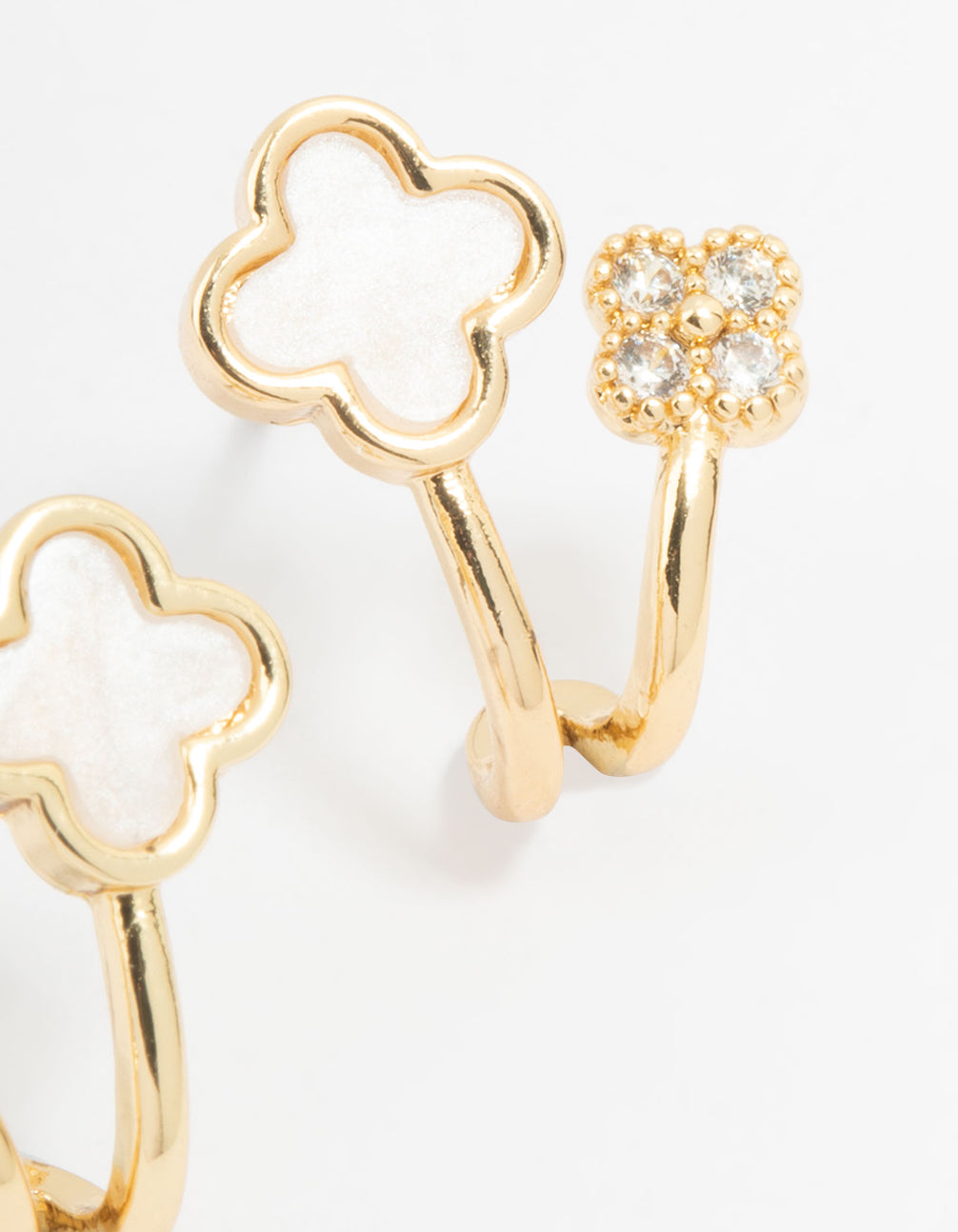 Gold Plated Cubic Zirconia Mini Flower Jacket Earrings