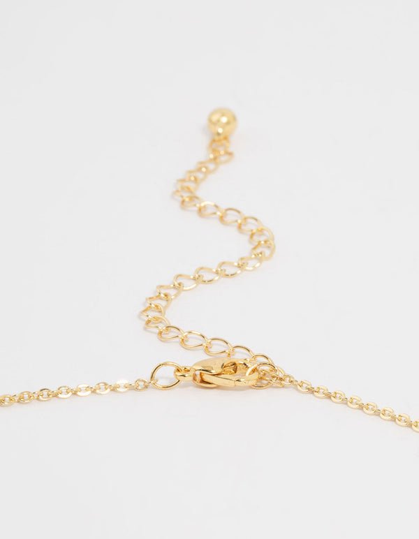 Gold Plated Diamante Hearts Pendant Necklace