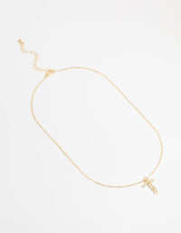 Gold Plated Cubic Zirconia Cross Pendant Necklace - link has visual effect only