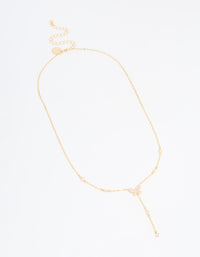 Gold Plated Cubic Zirconia Butterfly Y-Necklace - link has visual effect only