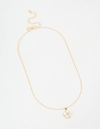Gold Plated Catseye Flower Pendant Necklace - link has visual effect only