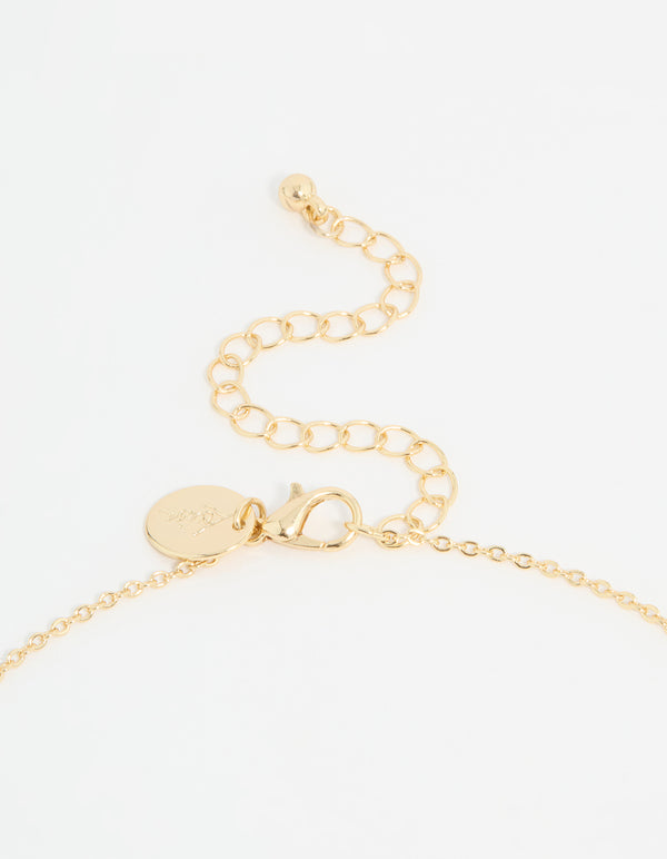 Gold Plated Catseye Flower Pendant Necklace