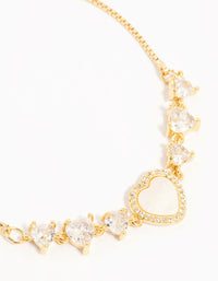 Gold Plated Mother Of Pearl & Mini Heart Toggle Bracelet - link has visual effect only