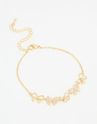 Gold Plated Cubic Zirconia Bows Bracelet - link has visual effect only