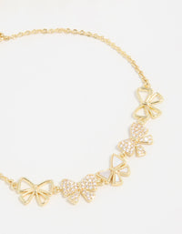 Gold Plated Cubic Zirconia Bows Bracelet - link has visual effect only