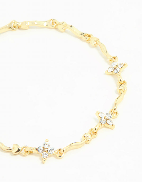 Gold Plated Winding Mini Flower Bracelet