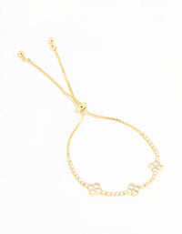 Gold Plated Cubic Zirconia Flower Toggle Bracelet - link has visual effect only
