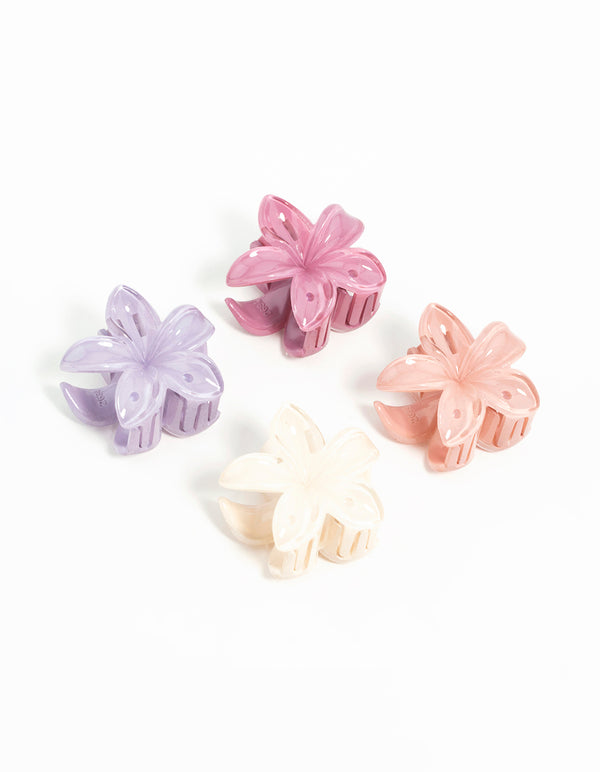 Multicoloured Mini Frangipani Claw Clips 4-Pack