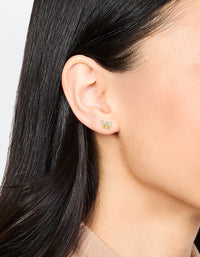 Gold Plated Sterling Silver Cubic Zirconia Bow Stud Earrings - link has visual effect only