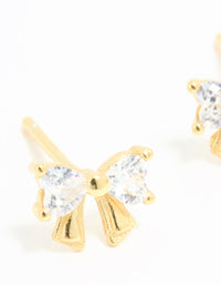 Gold Plated Sterling Silver Cubic Zirconia Bow Stud Earrings - link has visual effect only
