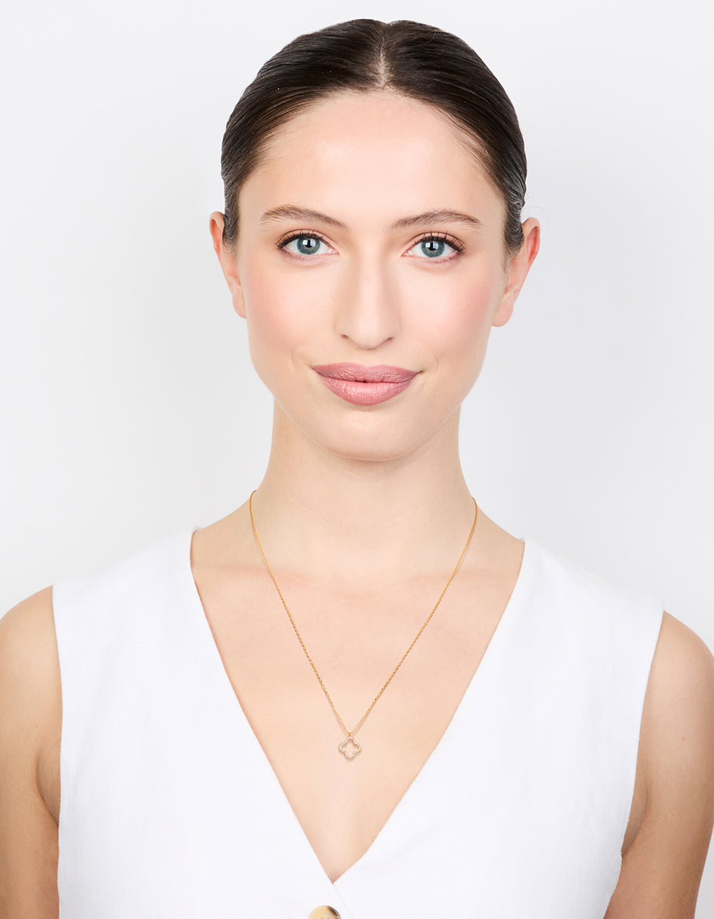 Gold Plated Sterling Silver Cubic Zirconia Flower Pendant Necklace