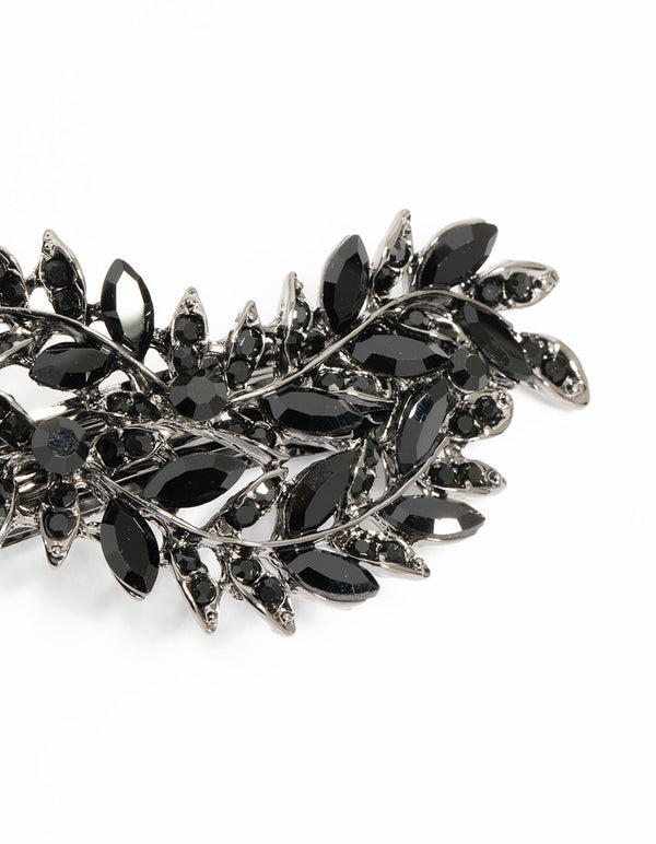 Black Coated Metal Diamante Classic Vine Hair Clip