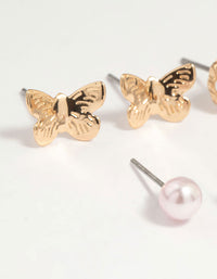 Kids Gold Mushroom & Strawberry Stud Earrings 6-Pack - link has visual effect only