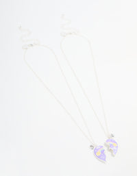 Kids Silver Rainbow Heart BFF Necklace Set - link has visual effect only