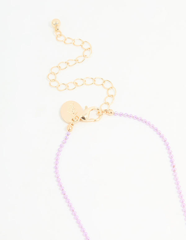 Kids Multicoloured Coted Metal Tassel Broken Heart BFF Necklace Set