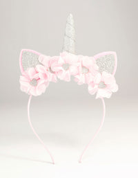 Kids Pink Fabric Sparkle Flower Unicorn Headband - link has visual effect only