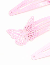 Kids Pink Coated Metal Butterfly Hair Clips 4-Pack - link has visual effect only