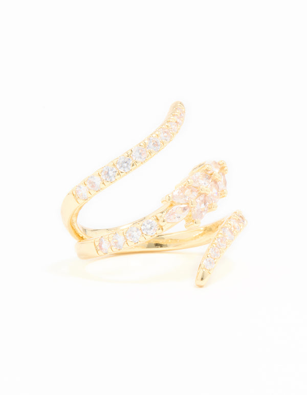 Gold Plated Cubic Zirconia Open Wrap Ring