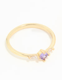 Gold Plated Purple Cubic Zirconia Dainty Trio Stacking Rings 2-Pack - link has visual effect only