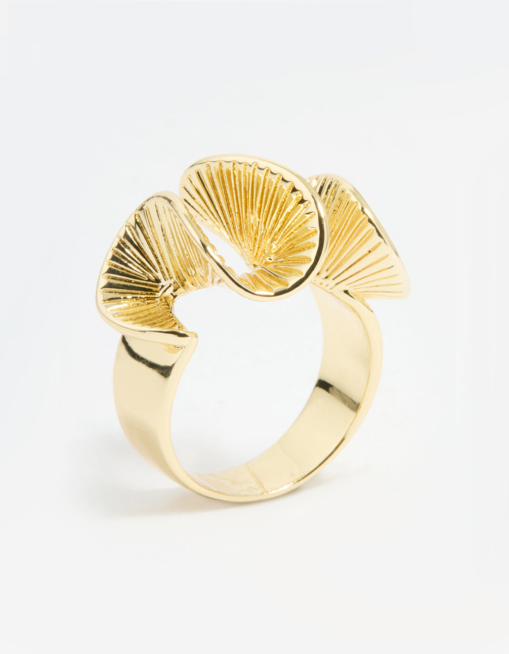 Gold Plated Wavy Fan Ring