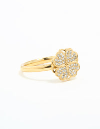 Waterproof Gold Plated Stainless Steel Lucky Clover Ring - link has visual effect only