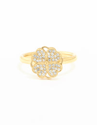 Waterproof Gold Plated Stainless Steel Lucky Clover Ring - link has visual effect only