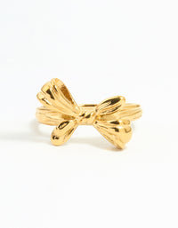 Waterproof Gold Plated Stainless Steel Dainty Bow Ring - link has visual effect only