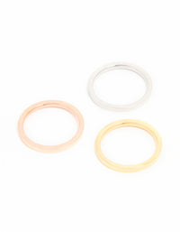 Waterproof Mixed Plated Stainless Steel Stacking Rings 3-Pack - link has visual effect only