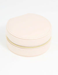 Cream PU Leather Small Round Jewellery Box - link has visual effect only