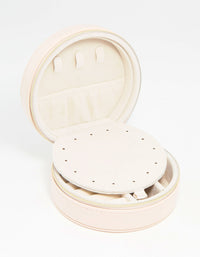 Cream PU Leather Small Round Jewellery Box - link has visual effect only