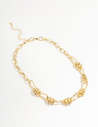 Gold Plated Station Knot & Chain Necklace - link has visual effect only