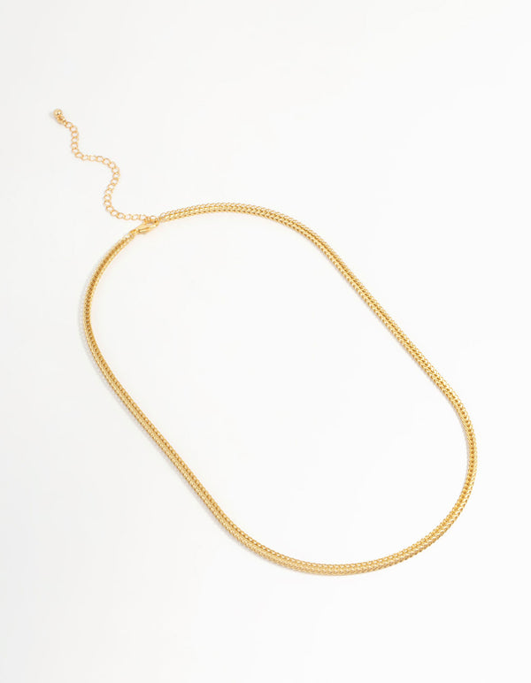 Gold Plated Fine Weave Box Chain Necklace