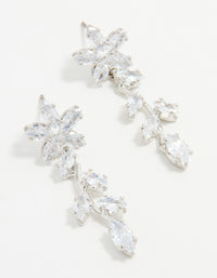 Silver Cubic Zirconia Flower Trail Drop Earrings - link has visual effect only