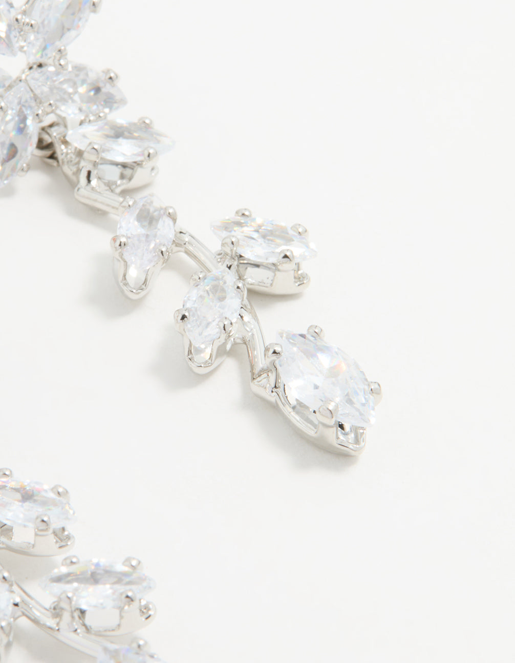 Silver Cubic Zirconia Flower Trail Drop Earrings
