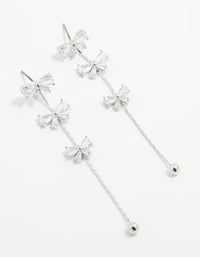 Silver Cubic Zirconia Mini Bow Drop Earrings - link has visual effect only