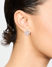 Silver Cubic Zirconia Marquise Flower Stud Earrings - link has visual effect only