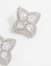 Silver Cubic Zirconia Marquise Flower Stud Earrings - link has visual effect only