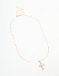 Gold Cubic Zirconia Mini Cross Necklace - link has visual effect only