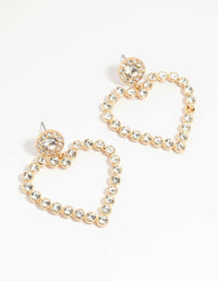 Gold Diamante Mega Heart Drop Earrings - link has visual effect only
